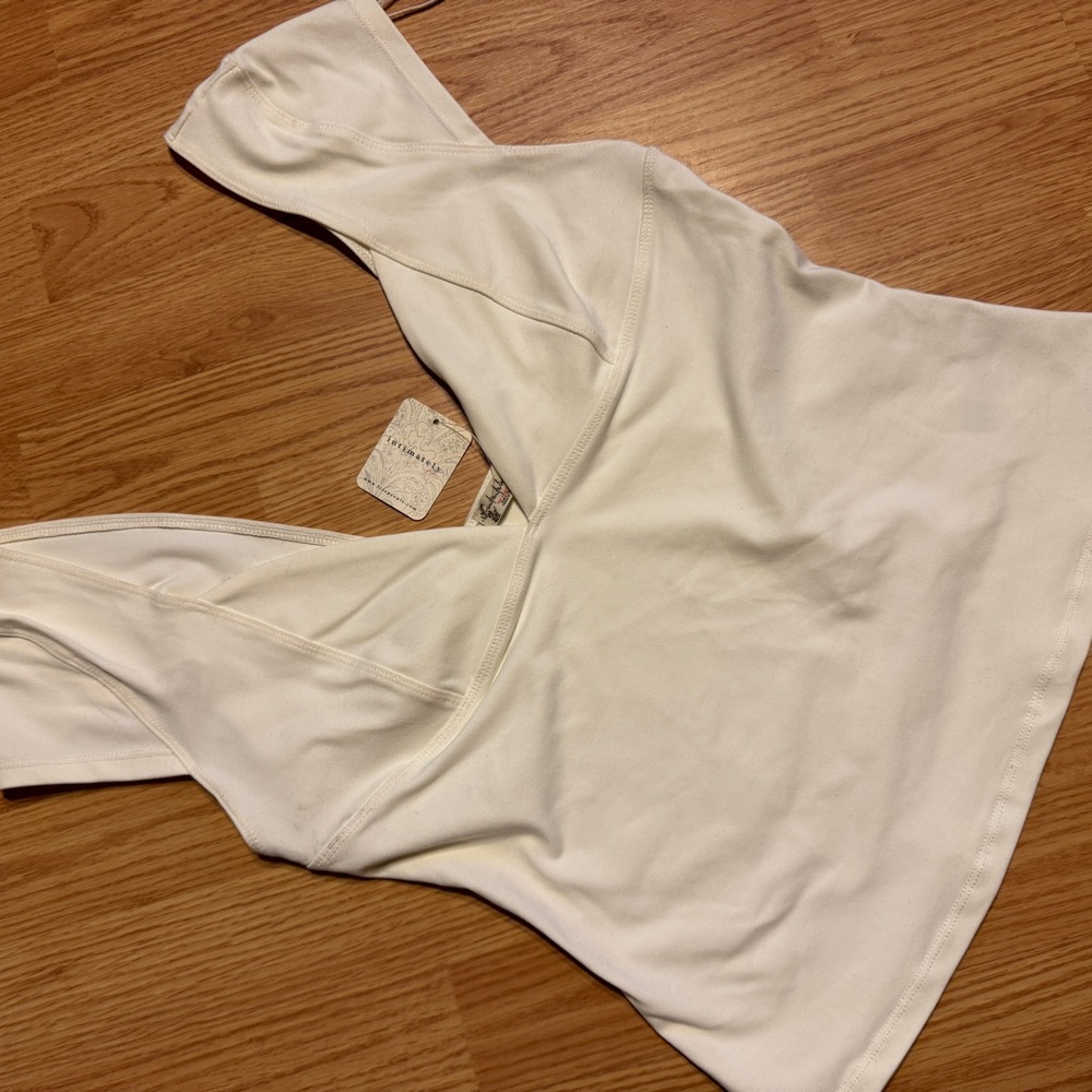 Free People Cream V-Neck Sleeveless Top